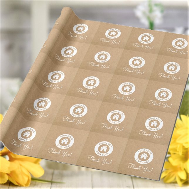 Papier Cadeau Logo d'entreprise personnalisé Merci de style Kraf (Créateur téléchargé)