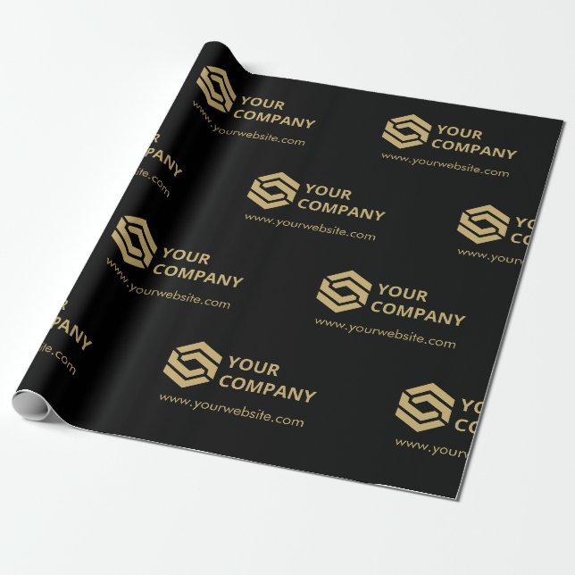 Papier Cadeau Logo d'entreprise promotionnel personnalisé en or (Déroulé)