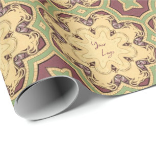 Papier Cadeau Logo d'entreprise vert de Bourgogne ivoire