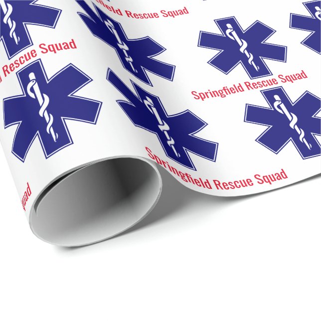 Papier Cadeau Logo EMS Professionnel, Paramedic (Coin rond)