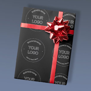 Papier Cadeau Logo et nom d'entreprise modifiables   Noir