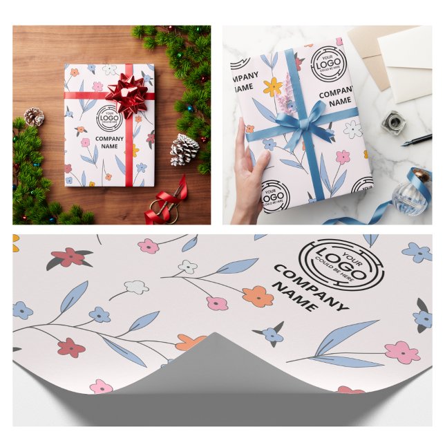 Papier Cadeau Logo fantaisiste pour une entreprise florale Bloom (flower shop Floral Business Logo elegant florist trendy customer simple minimalist boutique pink
)