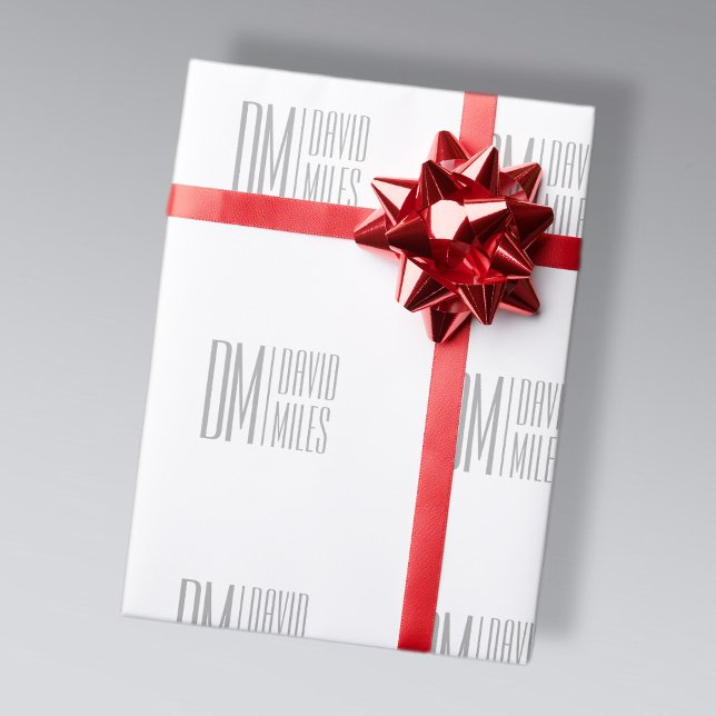 Papier Cadeau Logo minimaliste et moderne gris avec initiales et (Créateur téléchargé)