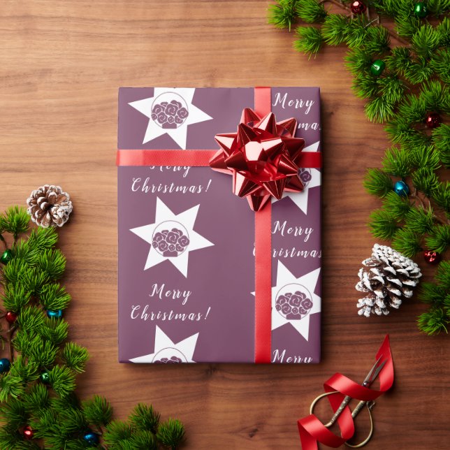 Papier Cadeau Logo personnalisé fleuriste Joyeux Noël blanc & vi (Cadeau de vacances)