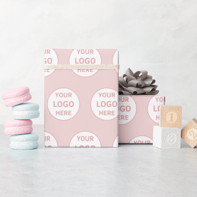 Papier Cadeau Logo personnalisé minimaliste rose (Baby Shower)