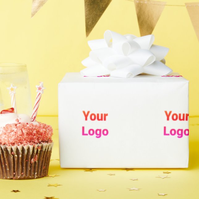 Papier Cadeau Logo personnalisé simple et élégant ici entreprise (Fête d'anniversaire)
