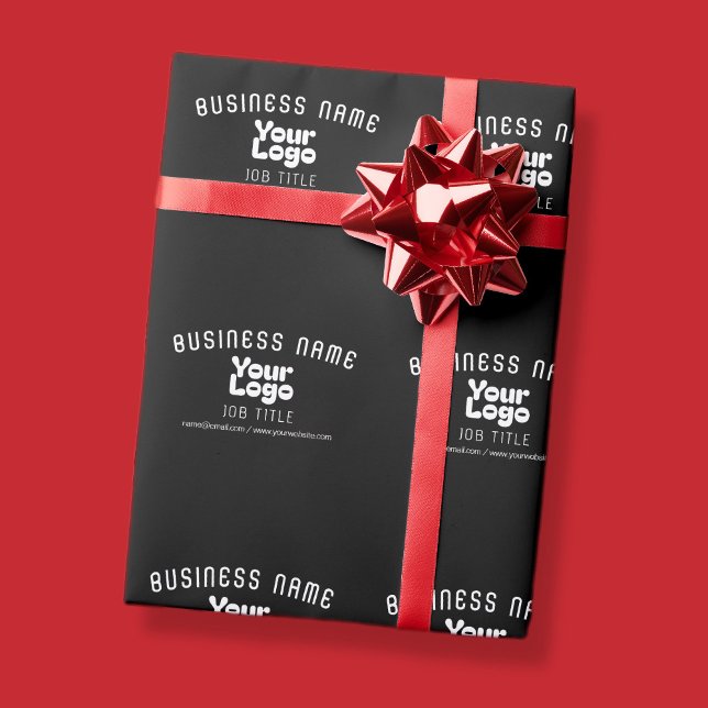 Papier Cadeau Logo Rétro-Moderne Noir & Blanc (modifiable) (Créateur téléchargé)