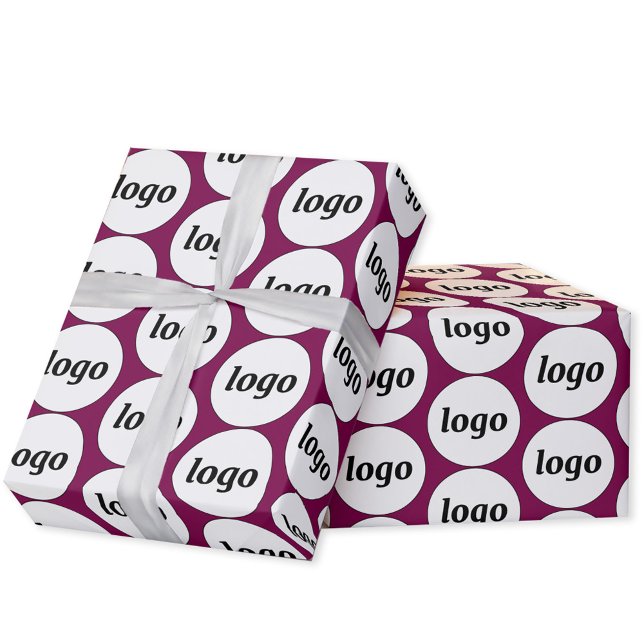 Papier Cadeau Logo simple Motif d'entreprise Dark Magenta Rose (Simple logo pattern business branding promotional wrapping paper roll)