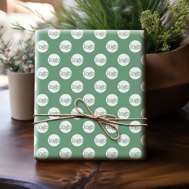 Papier Cadeau Logo simple pour entreprise de bureau - Vert (Custom Wrapping Paper with Your Logo - Add Your Logo for a fun personalized gift paper!)
