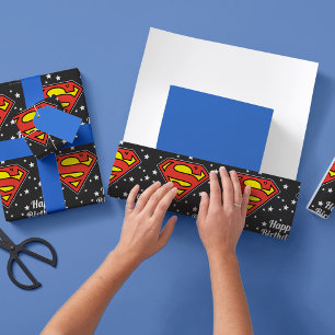 Papier Cadeau Logo Superman Personnalisé Joyeux anniversaire
