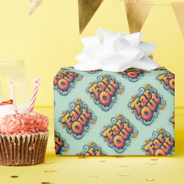 Papier Cadeau Loin Retro les années 70 Psychédélique Super Hippi (Fête d'anniversaire)