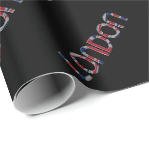 Papier Cadeau Londres Union Jack British Drapeau Typographie Élé