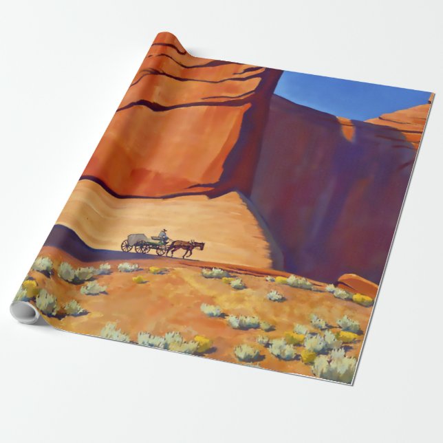 Papier Cadeau "Lonesome Journey" Art occidental de Maynard Dixon (Déroulé)