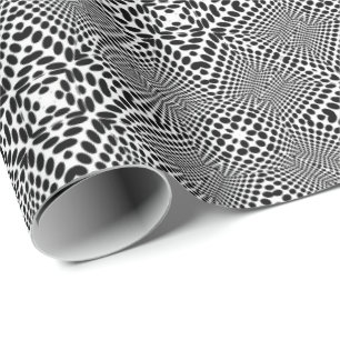 Papier Cadeau L'Op-Art pointille Madhi noir et blanc