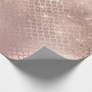 Papier Cadeau L'or fascinant de rose de rose de Quatrefoil
