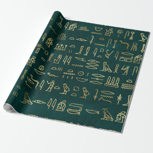 Papier Cadeau L'or métallique Hiéroglyphes égyptiens sur le v