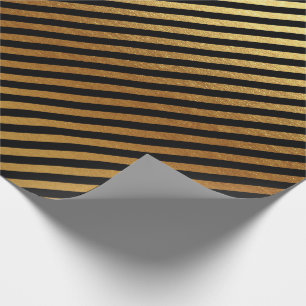 Papier Cadeau L'or noir barre des lignes lux minimal métallique