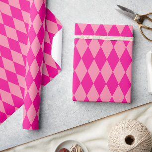 Papier Cadeau Losanges Damier Rose Clair et Foncé Harlequin