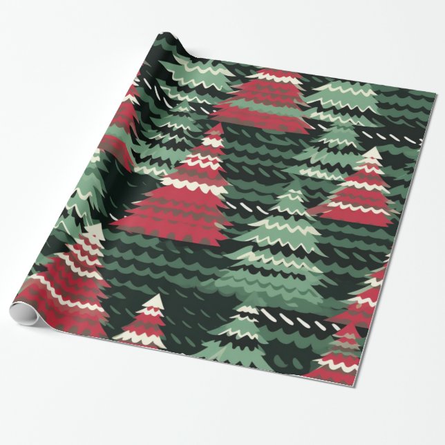 Papier Cadeau Lot d'arbre de Noël (Déroulé)