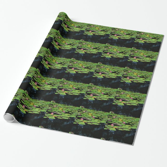 Papier Cadeau lotus rose noir (Déroulé)