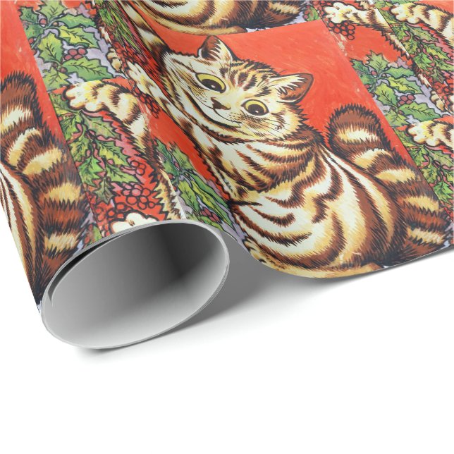 Papier Cadeau Louis Wain Chat de Noël (Coin rond)