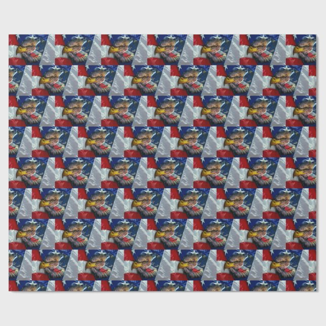 Papier Cadeau Loup d'aigle patriotique américain (Plat)
