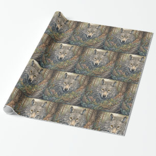 Papier Cadeau Loup gris