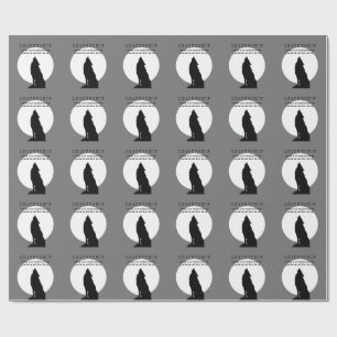 Papier Cadeau Loup hurlant au leadership Pop Art Gris Noir