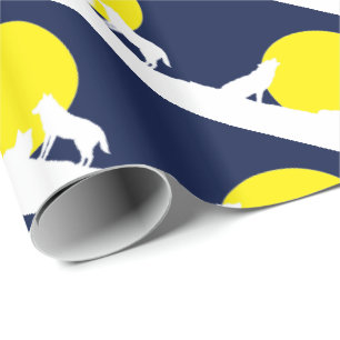 Papier Cadeau Loups en papier d'enveloppement clair de lune