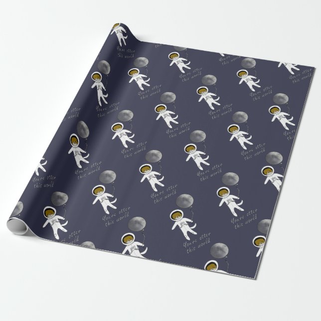 Papier Cadeau "Loutre astronaute mignon de loutre du ce monde" (Déroulé)