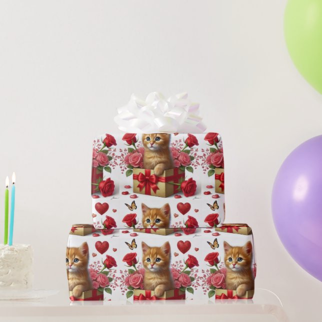 Papier Cadeau Love Ginger Kitten dans Valentines boîte de jour (Cadeaux de fête)