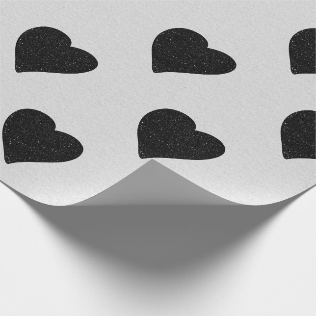 Papier Cadeau Love Heart Black Parties scintillant Valentine's (Coin)