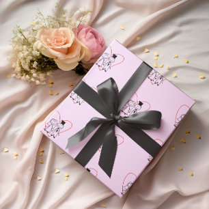 Papier Cadeau Love Heart Couple Mariage