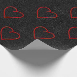 Papier Cadeau Love Heart Red Parties scintillant Valentine's Wra