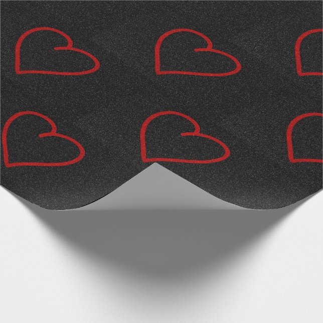 Papier Cadeau Love Heart Red Parties scintillant Valentine's Wra (Coin)