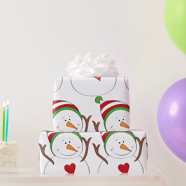 Papier Cadeau Love Heart Snowman (Créateur téléchargé)