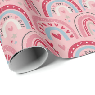 Papier Cadeau Love Heart Valentines Day Rainbow Wrapper Papier
