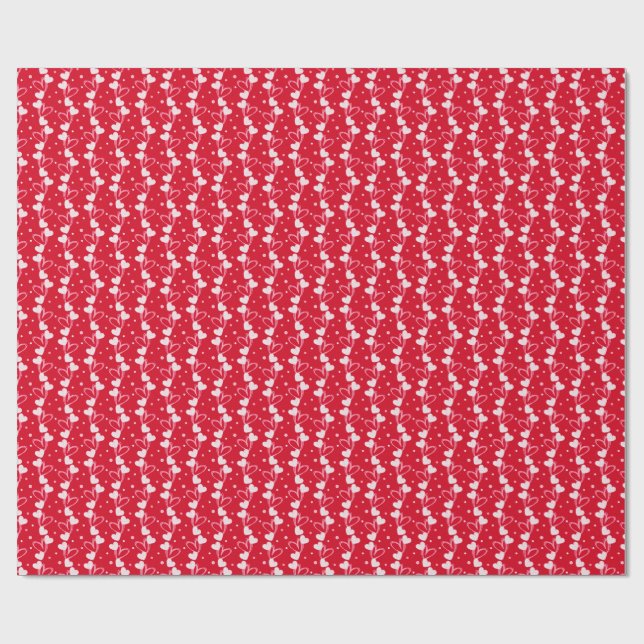Papier Cadeau Love Hearts Doddles, Red, Wrapping Paper (Plat)