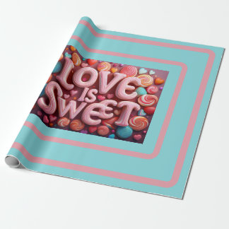 Papier Cadeau Love Is Sweet Valentine Wedding Typography