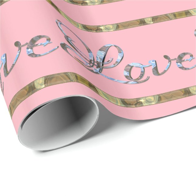 Papier Cadeau Love Love Love Love Pink Elegant Designer (Coin rond)