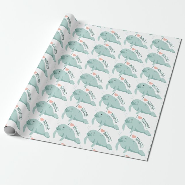Papier Cadeau Love Manatees (Déroulé)