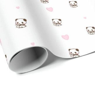 Papier Cadeau Love Panda Cadeau Enveloppement Papier Rouleau