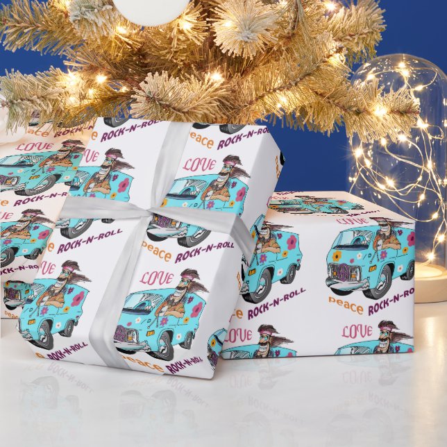 Papier Cadeau Love Peace Rock N Roll (Vacances)