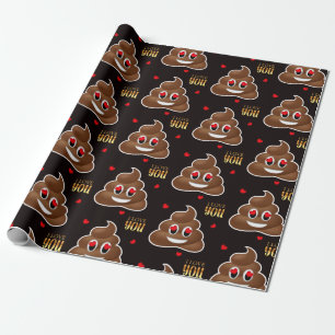 Papier Cadeau Love poop emoji le jour de Valentine emballage pap