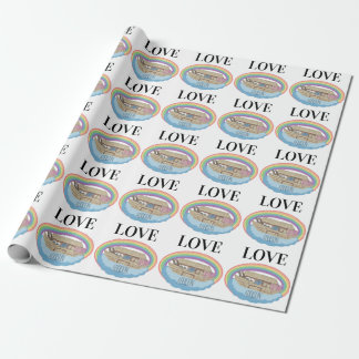 Papier Cadeau Love Rainbow Noah's Ark personnalisé Nom