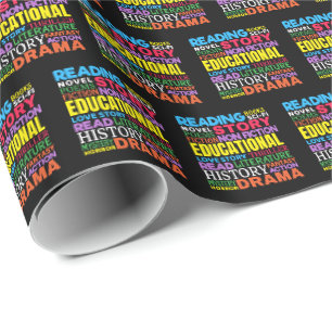 Papier Cadeau Love Reading Books - Genre Word Art