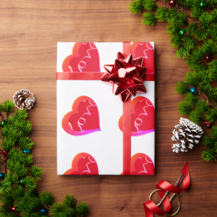 Papier Cadeau Love Red Heart Wrapper Papier