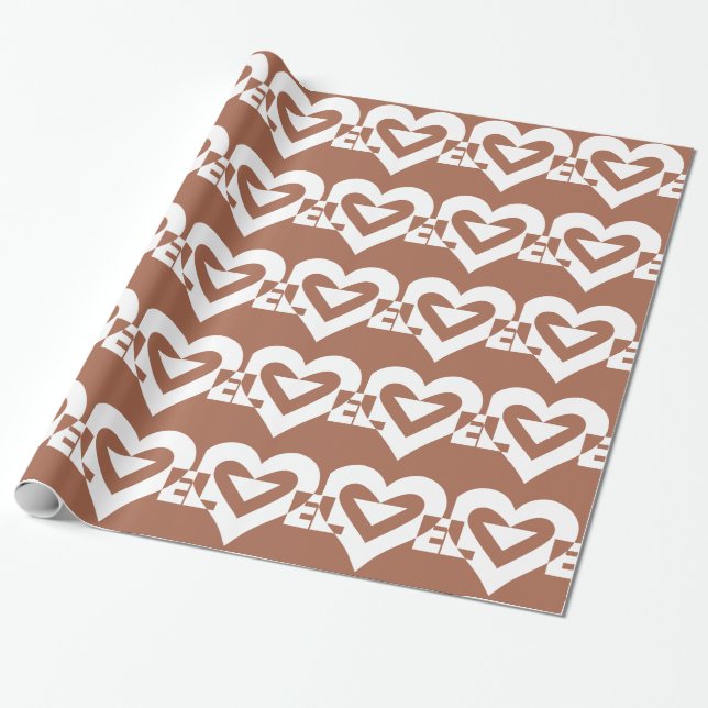Papier Cadeau Love White sur Brown (Déroulé)