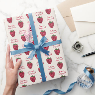 Papier Cadeau Love You Berry Beaucoup Motif framboise Valentin
