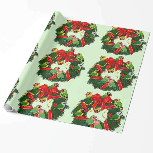 Papier Cadeau Lovebirds Birdoré couronne de Noël (Déroulé)